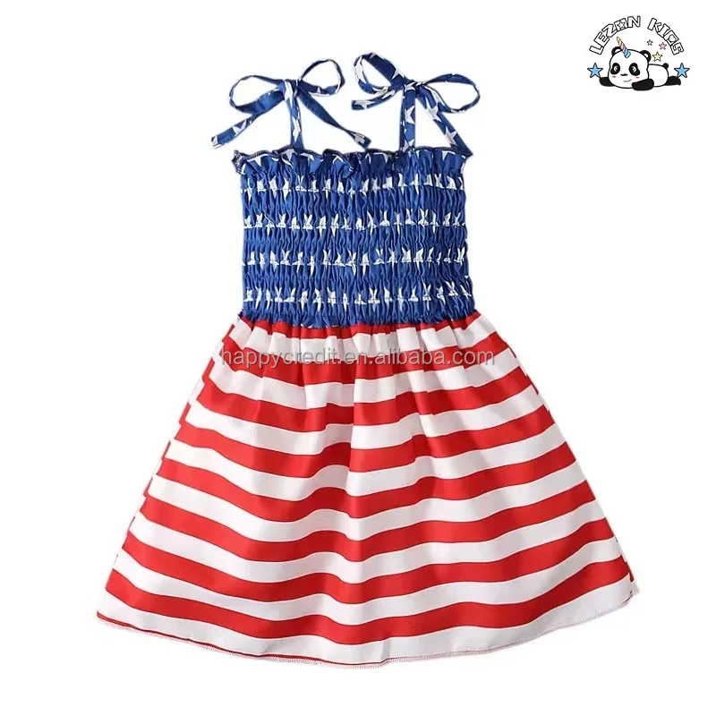 LEZONKIDS - 2024 Summer High Quality Independence Day Girls Dresses 2-12 Children Clothing Kids Dresses for Girls
